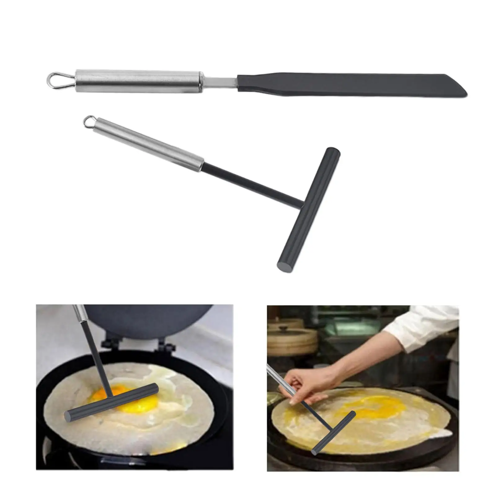 2x Crepe Spreader and Spatula Set Kitchen Cooking Utensils Tools Pancake Maker Tools Pancake Batter Spreader Cookware for Stall