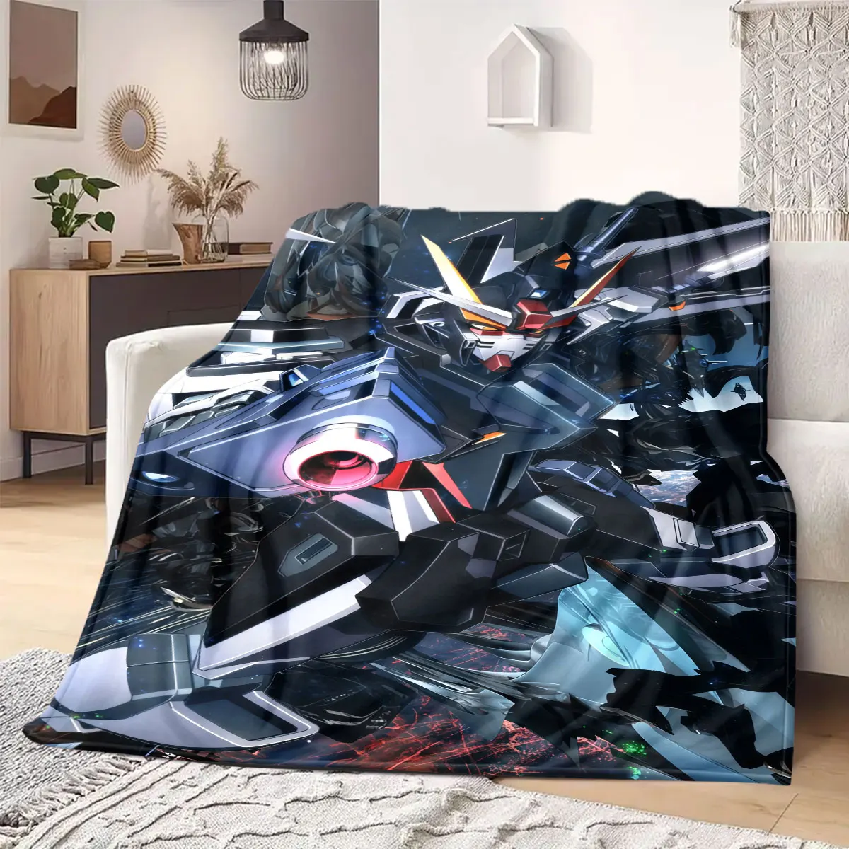 RX-78-2 Gundam Flannel Blanket Warm,Comfortable,Suitable for Bedrooms,Sofas,Beds,Chairs,Picnics,Travel