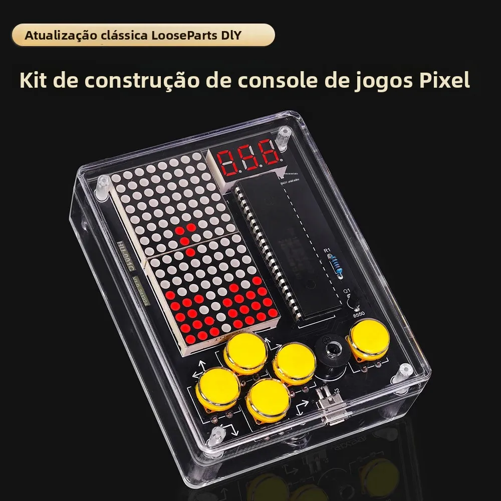Kits de console de jogos de 7 pixels, quebra-cabeça, console de jogos de pixel, 51 peças de prática de soldagem de chip único, kit eletrônico diy