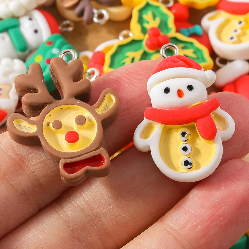 Picture 7: 10Pcs Cartoon Christmas Charms Snowman Santa Claus Deer Pendants for Making Earrings Necklace DIY X'mas Gift Jewelry Accessories