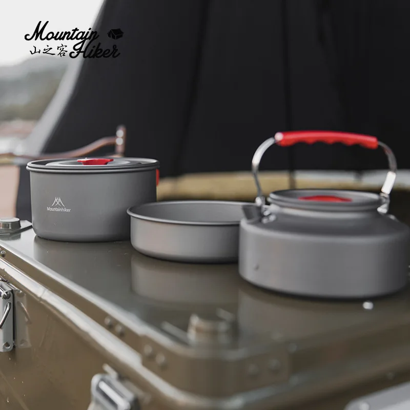 

Mountainhiker Outdoor Aluminum Alloy Portable Boiling Water Camping Cookware Multi-purpose Tableware Set Pot Multi-piece Set
