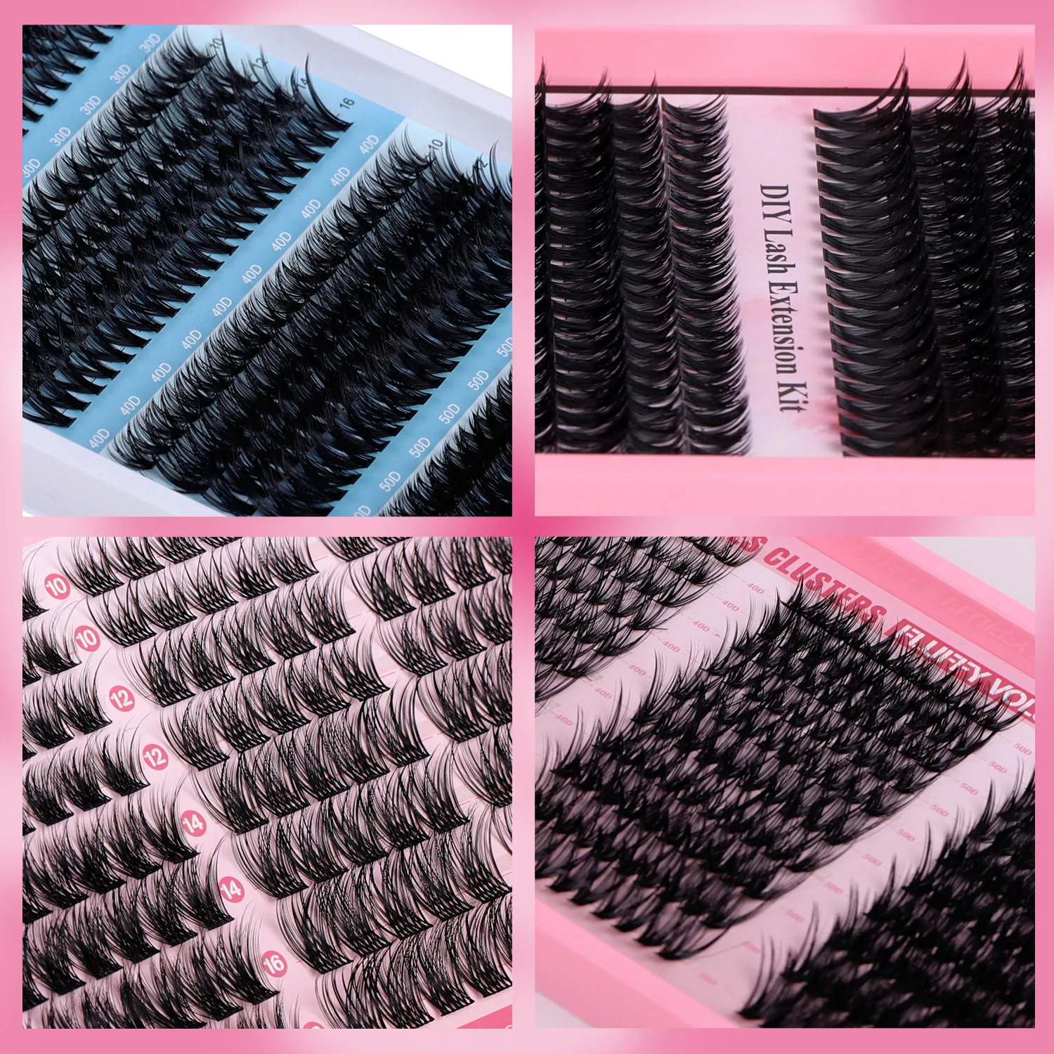 320 Cluster DIY Wimpernverlängerung 3D 9–16 mm gemischte natürliche Einzelwimpern Cluster Mix Wimpern Komplettset Wimpern Kit