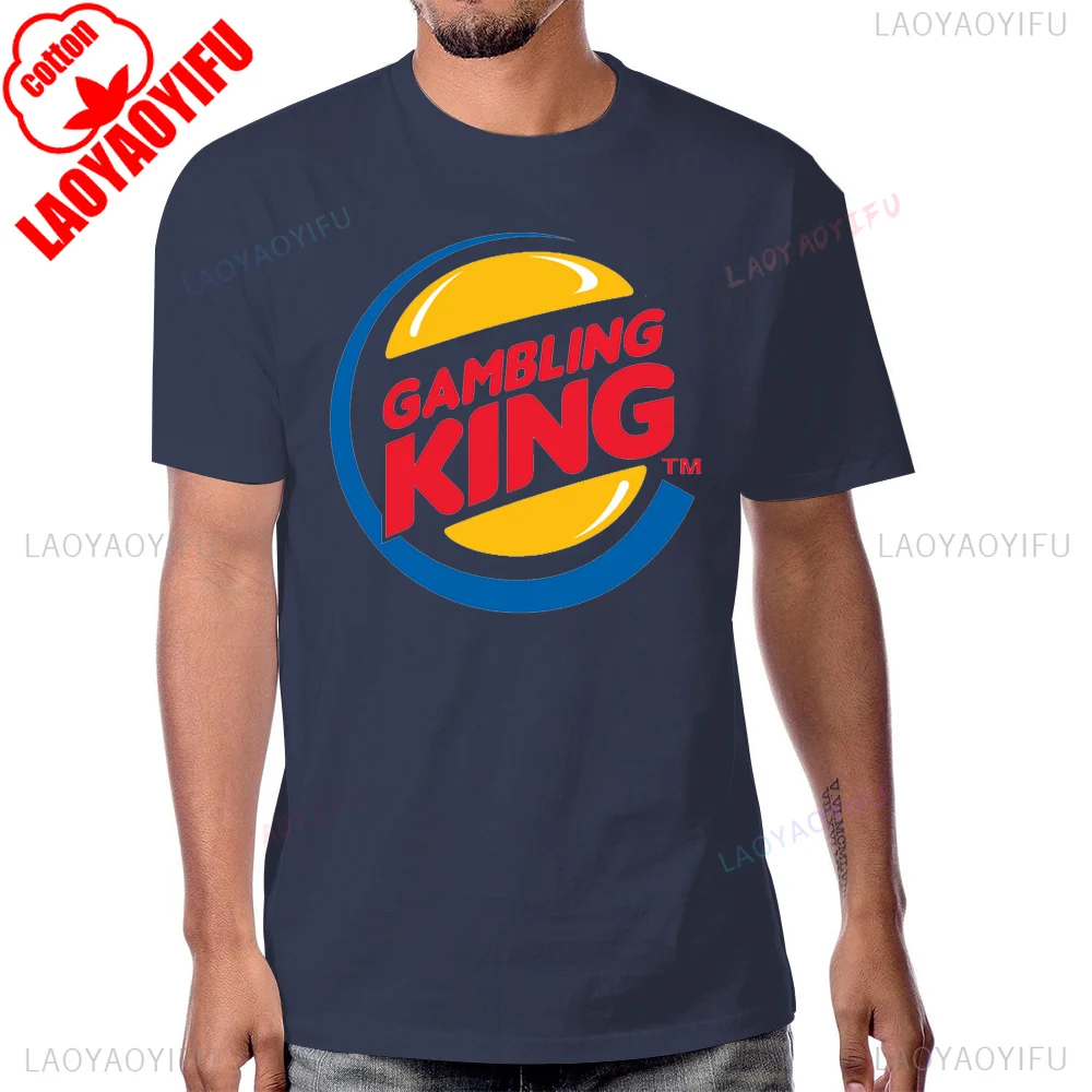 مضحك القمار الملك تي شيرت فيغاس الروليت فتحة بوكر القمار عادية موضة الشارع الشهير رجل التي شيرت القطن قصير الأكمام تي شيرت #4