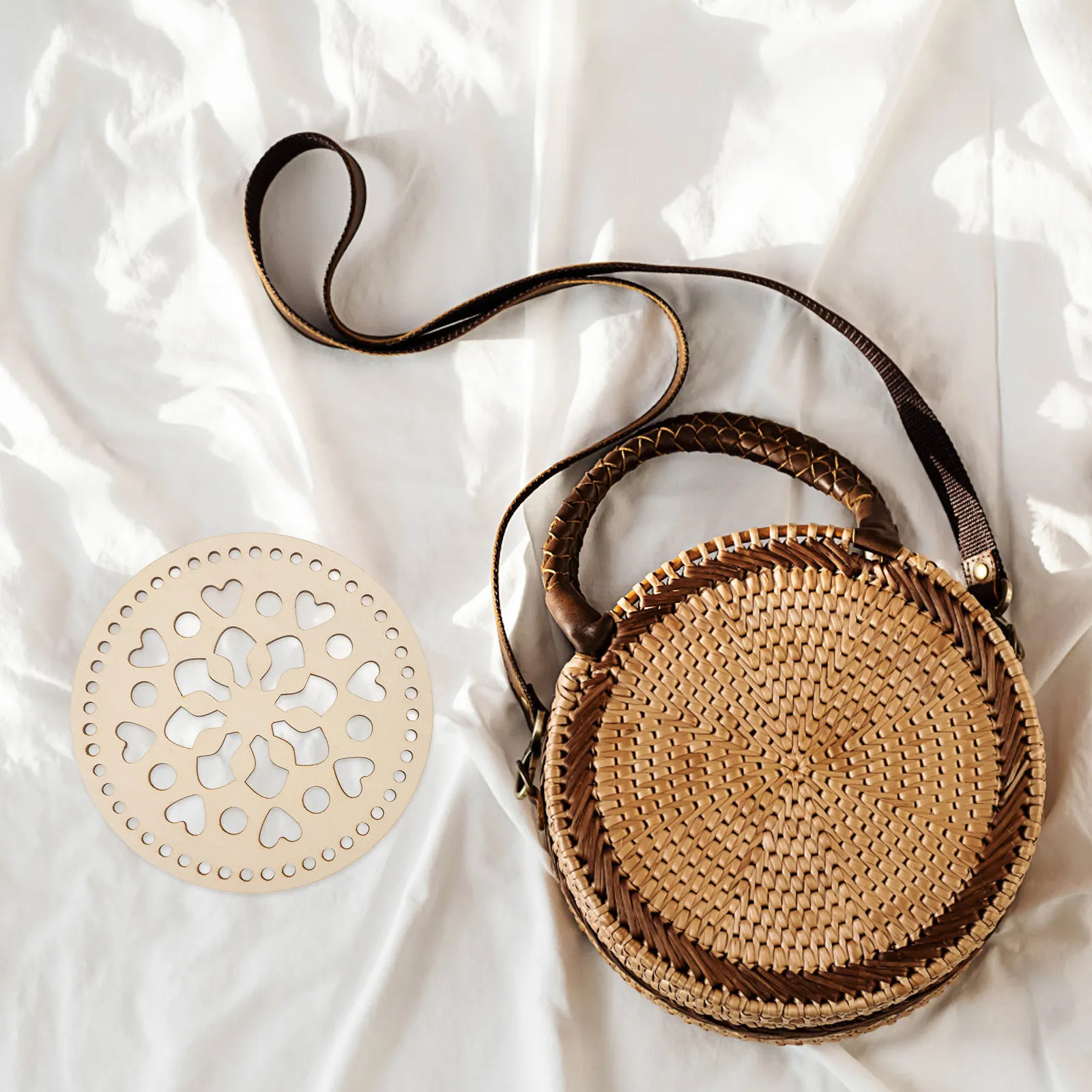 2pcs Wooden Woven Base Crochet Bag Bottom DIY Supplies Round Craft Base Handbag Bottom Bases Weaving Bag Accessories