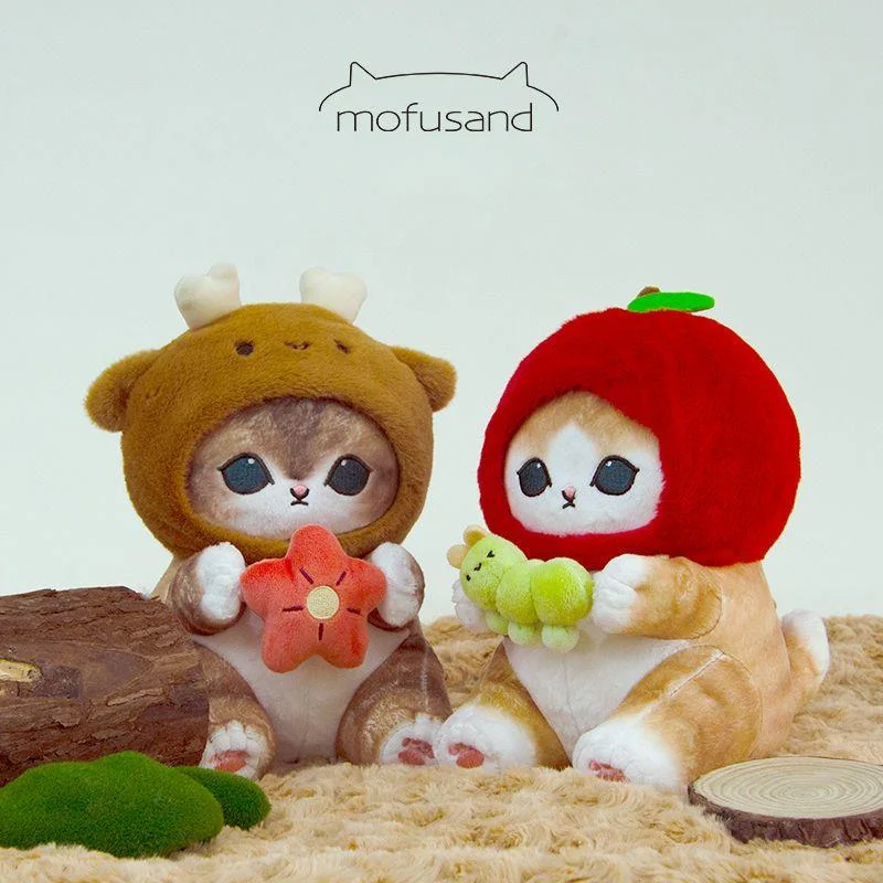 20cm Mofusand Cat Plush Toy Kawaii Deer Apple Soft Stuffed Plushie Doll Shark Cat Cute Stuffed Creative Soft Pillow Cartoon Toys