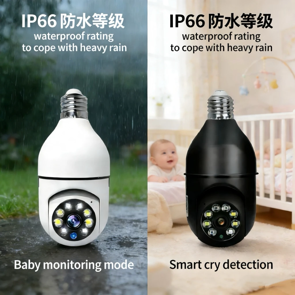 360° HD Night Vision Light Bulb Camera, Wireless WiFi, V360pro APP, Remote Monitoring, Compatible with Xiaomi Huawei Phones