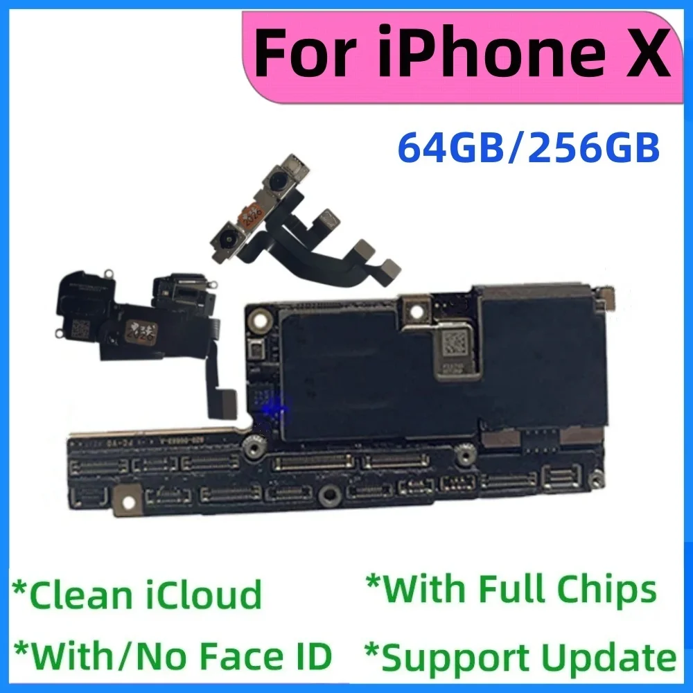Unlocked For iPhone XR XS Motherboard Free Clean iCloud Support update For iphone X XS Max With/No Face ID Logic board MainBoard