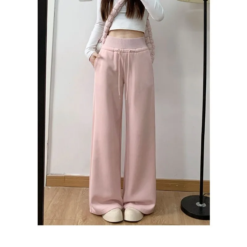 بنطال رياضي رياضي للنساء في الخريف بنطال عالي الخصر ونحيف ومتعدد الاستخدامات وفضفاض غير رسمي واسع الساق قليلاً