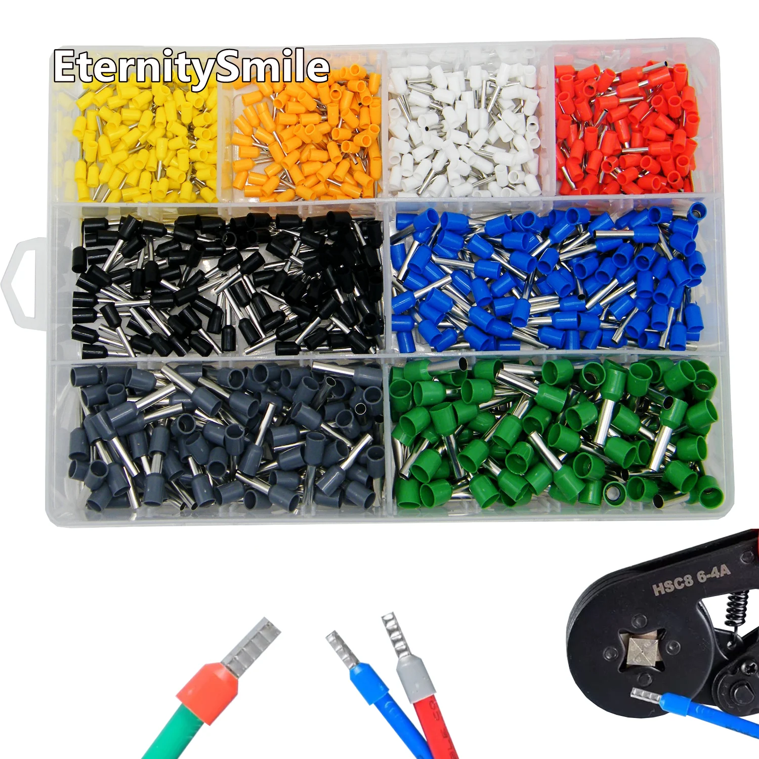 800Pcs/Box 8 Values Cable Wire Crimp Terminal Cable Tube EuropeanType Mixed Copper Wire Connector Kit