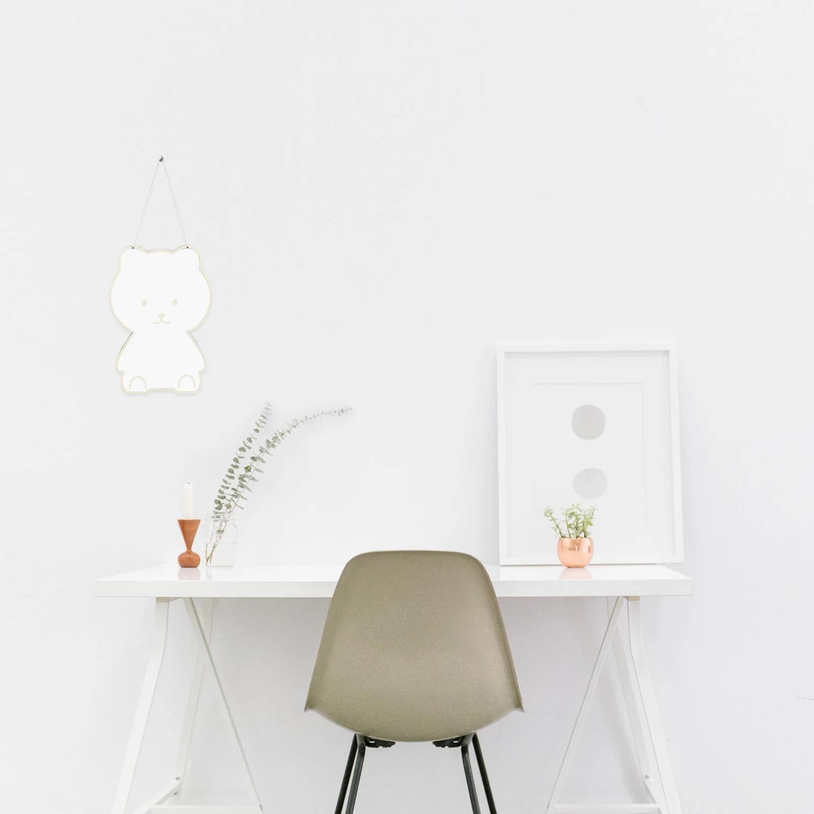 กระจกแต่งหน้าติดผนังอะคริลิคไม้ลายหมียิ้ม สำหรับห้องน้ำ ห้องนอน ห้องนั่งเล่น สไตล์นอร์ดิก ตกแต่งผนังแบบแขวน