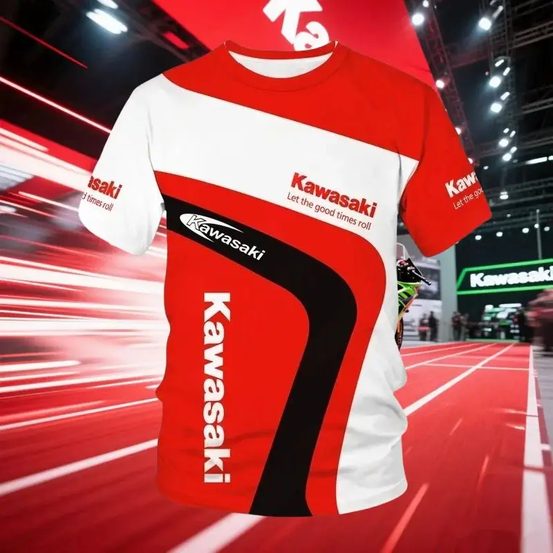 

Summer 2025 Novelty Men's Kawasaki Motorcycle Printed Casual T-shirt, Men's Street Casual Quick Drying Fashion T-shirt