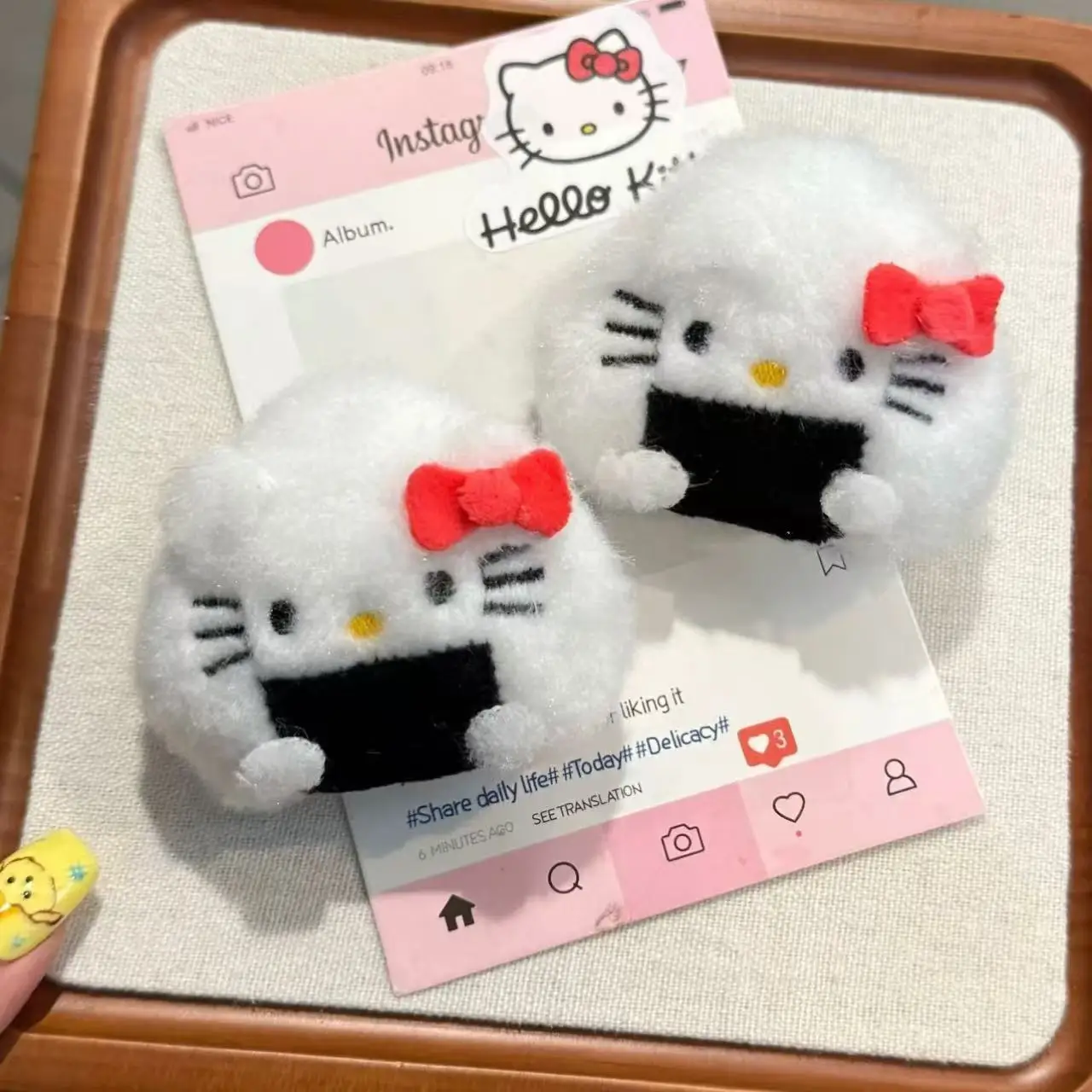 Sanrio Kt Cat Kawaii llavero de muñeco de Hello Kitty de peluche lindo juguete de peluche esponjoso mochila colgante horquilla periferia accesorios para el cabello