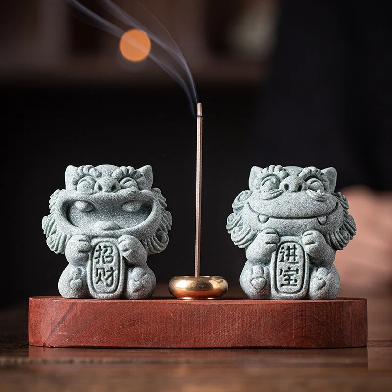 

National Fashion Cute Little Lion Line Incense Burner Aromatherapy Stove Incense Ceremony Decoration Creative Fortune Indoor Liv