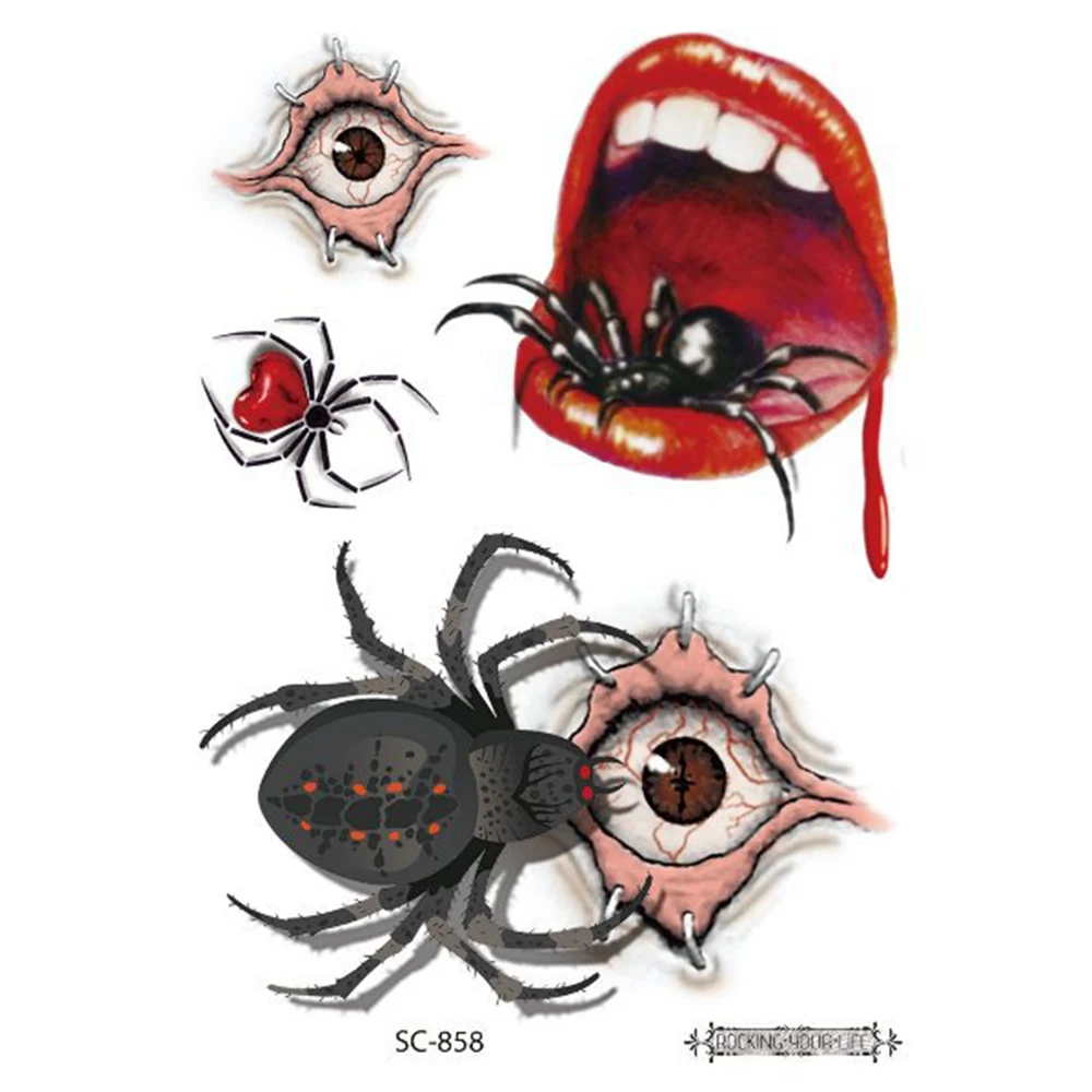 

Sexy Foot Waterproof Water Transfer Wrist Hand Spider Halloween Tattoo Temporary Tattoo Sticker Body Art Halloween Fake Tattoo