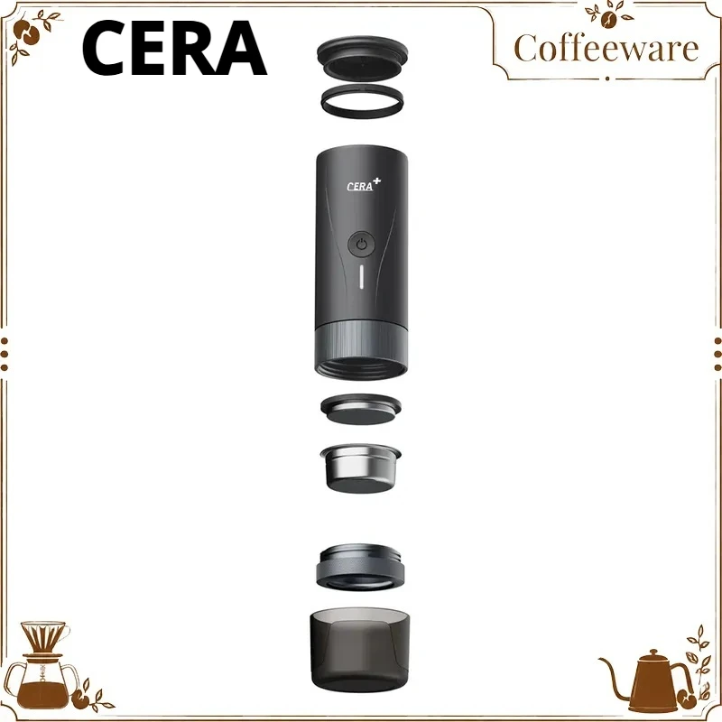 CERA Portable 51 Professional Espresso Coffee Maker Semi Automatic Small Sized For Home Car Outdoor Camping Travel PCM04A