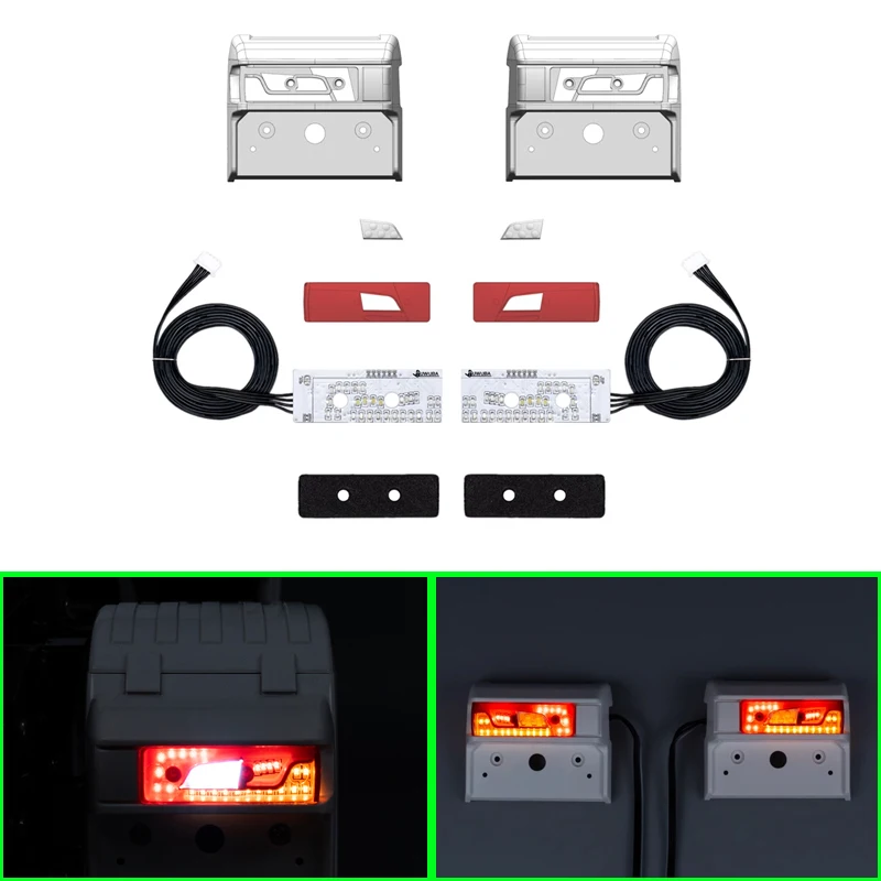 

LED Dynamic Running Water Tail Light for 1/14 Tamiya RC Truck Trailer Tipper Scania 770S R620 R470 56368 56371 DIY Car Parts