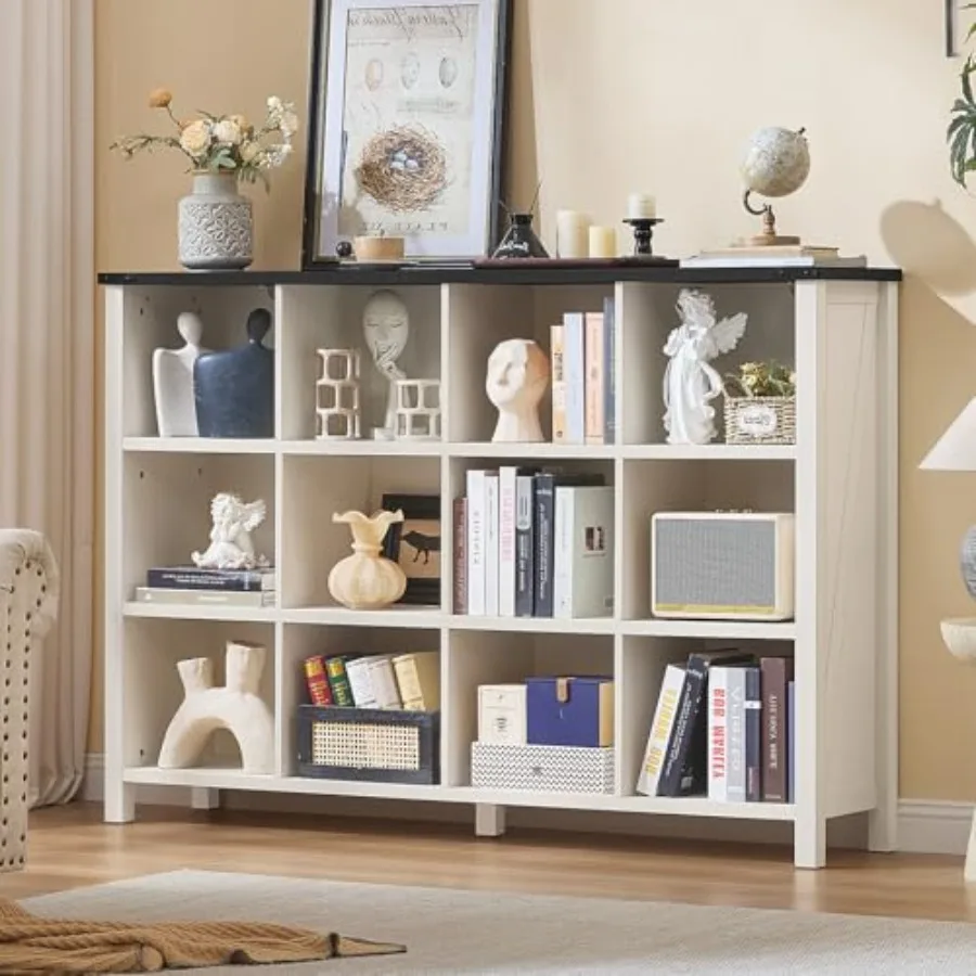 Farmhouse storage organizer: 62-inch wooden 3-tier open bookshelf in rustic brown, modern display bookcase for home office, liv
