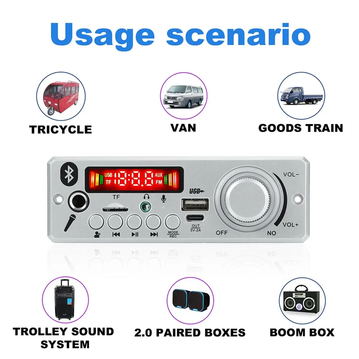 

(ABDH) Плата беспроводного декодирования 2x40 Вт с цветным экраном для записи вокала и звонков, без потерь, с пультом ДУ