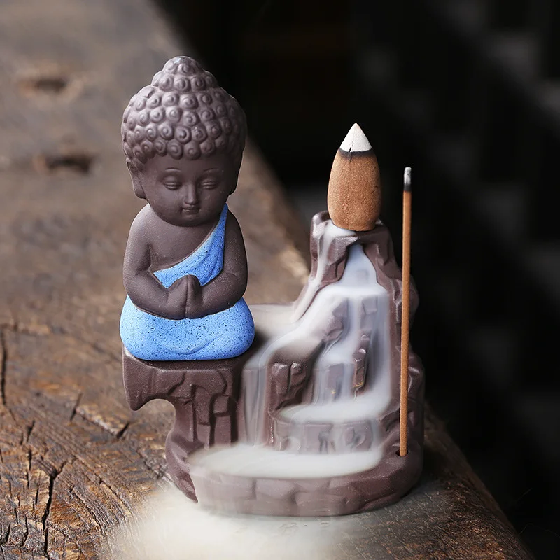 Purple sand small Tathagata smoke back flow incense burner creative mountain water view smoke back flow incense home decoration