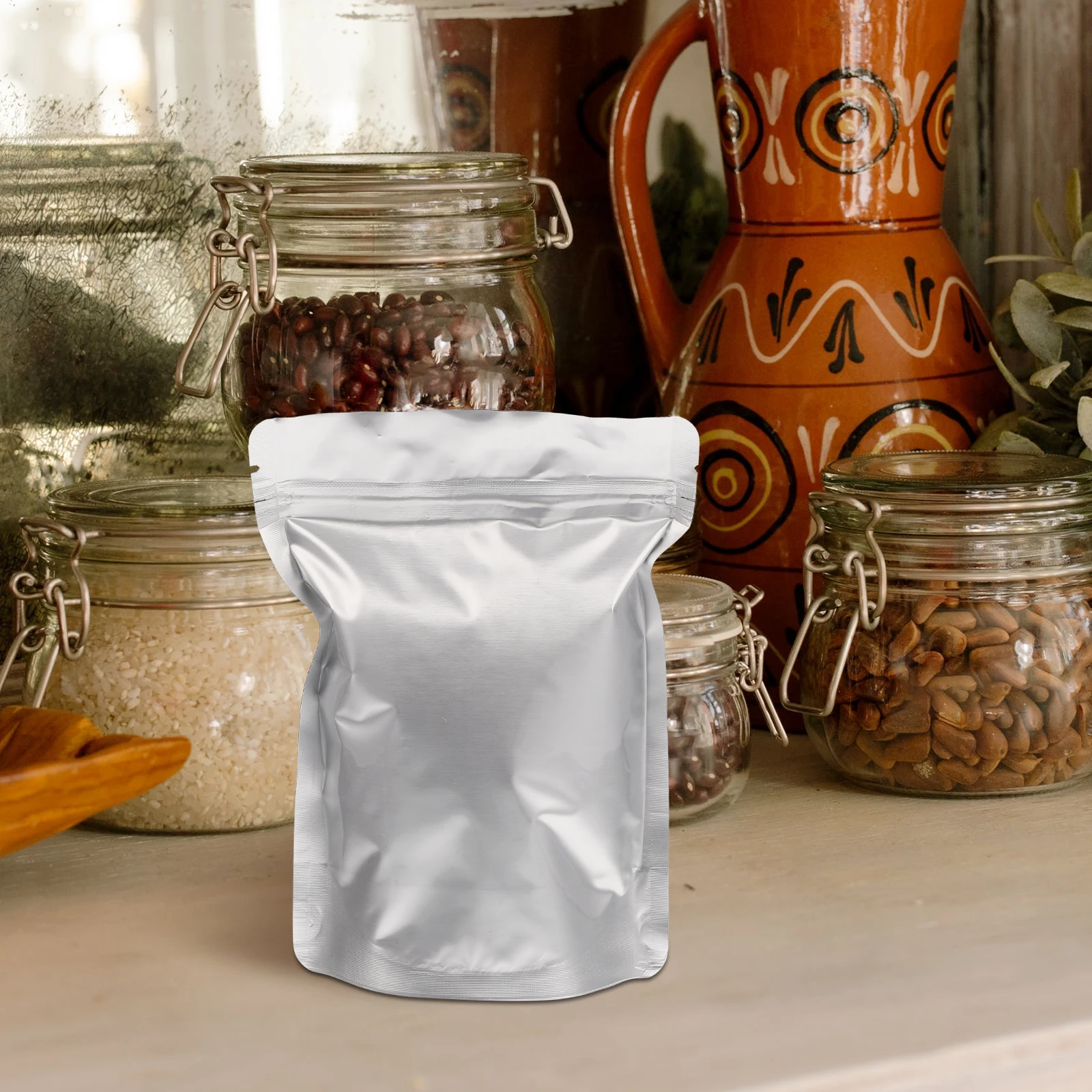 

30 Pcs Resealable Food Storage Bags Pouches for Coffee Beans Sugar Cereals Tea Dry Fruits Reusable
