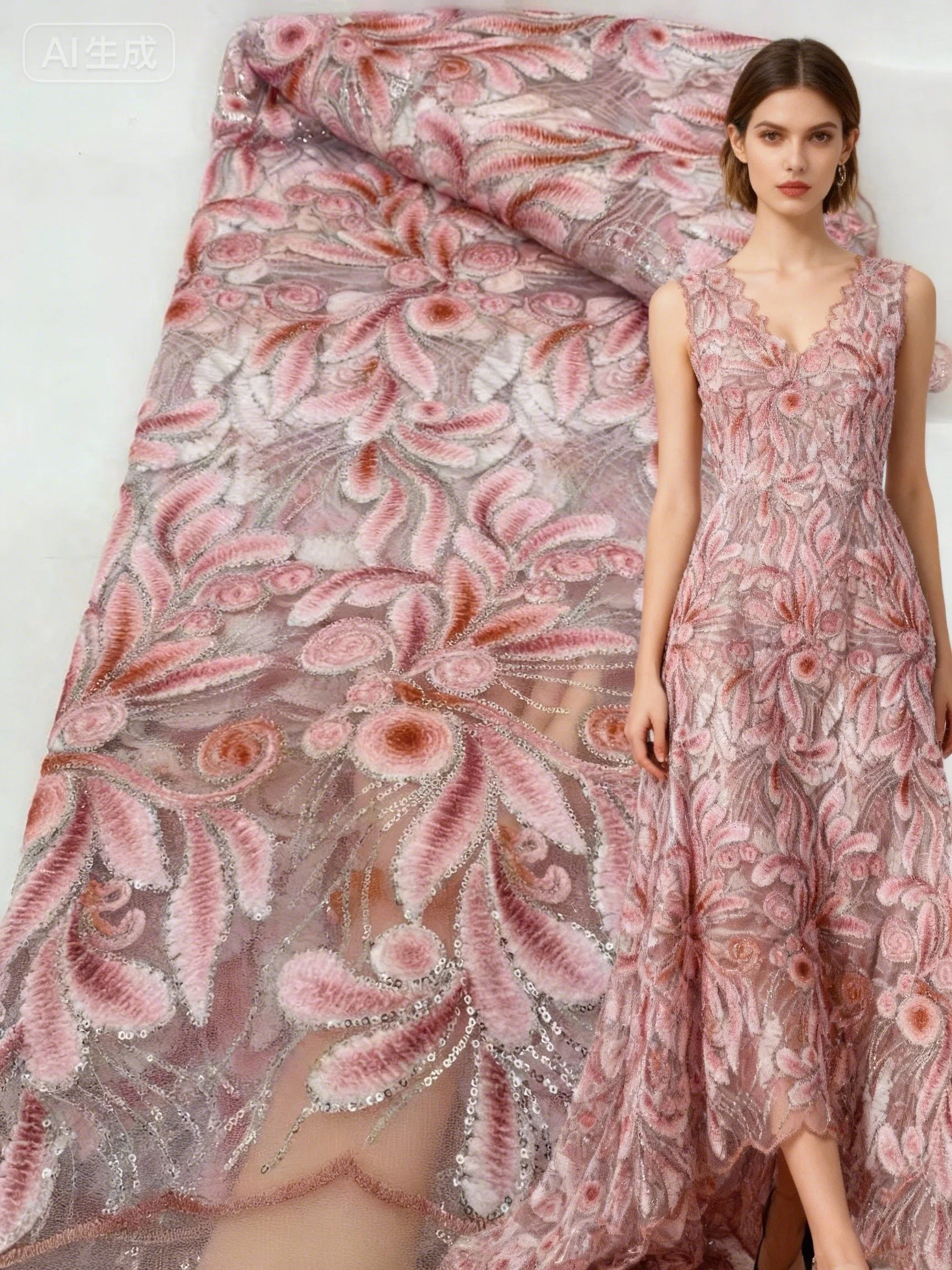 

Luxury Sequins Lace African 2025 High Quality Lace 5 Yards Sequins Fabric Nigerian French Fabric For Evening Party Dress Women