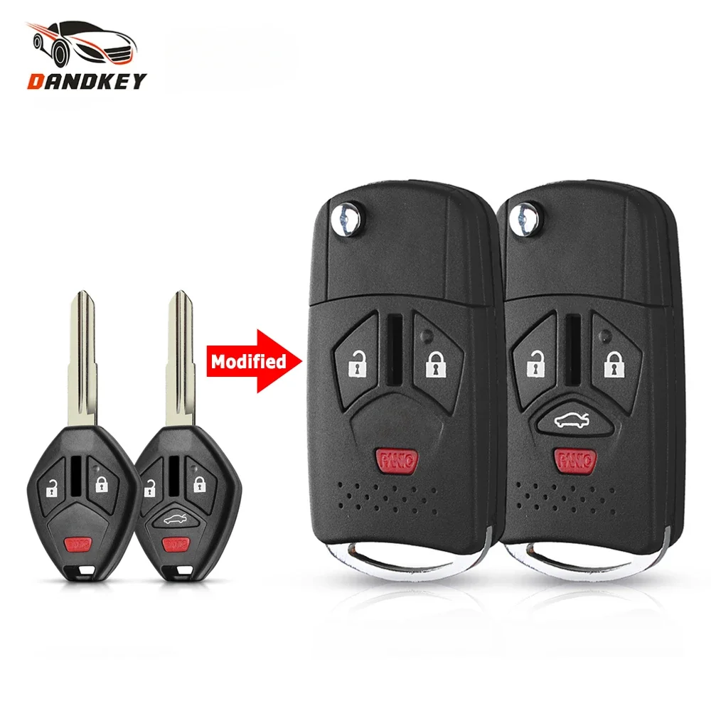 Dandkey For Mitsubishi Lancer Outlander Endeavor Galant MIT11R Blade Modified Car Key Flip Remote Key Shell Case 2+1/3+1 Buttons