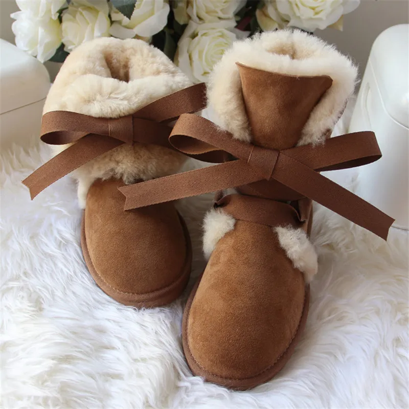 2023 New Camouflage 100% Real Fur Classic Mujer Botas Waterproof Genuine Sheepskin Leather Snow Boots Winter Shoes for Women