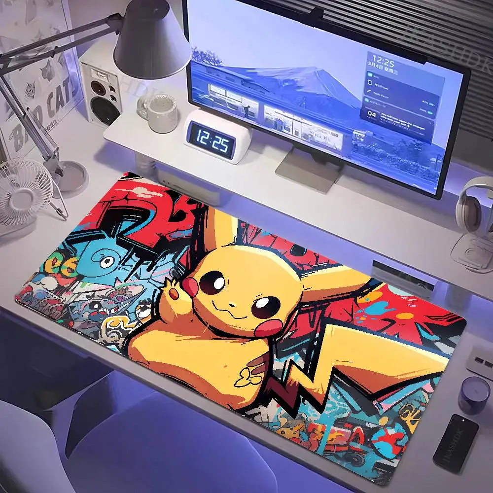 Pokemon Mimikyu Gaming Mouse Pad Large Desk Mat 2MM Stitched Edge Keyboard Pad Non Slip Rubber Base Office Table Mat