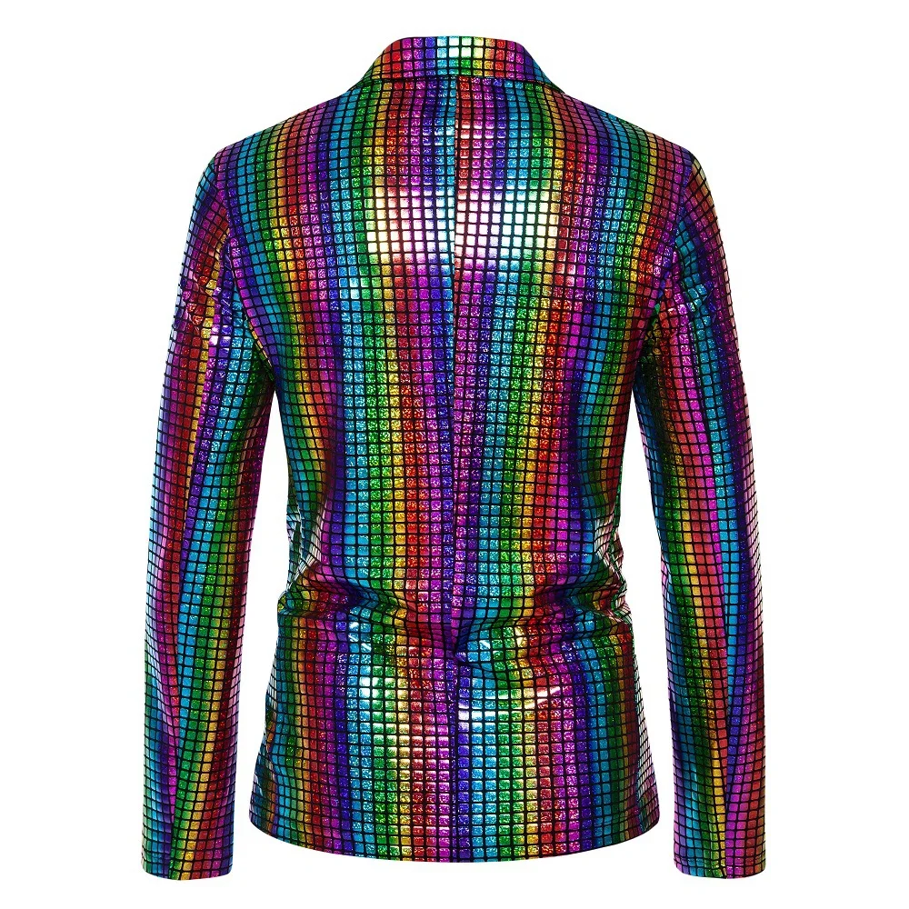 Spring New Rainbow Striped Suit Jacket Men\'s Fashion Blazer Black Blue Silver Wedding Party Dress Coat S M L XL XXL XXXL