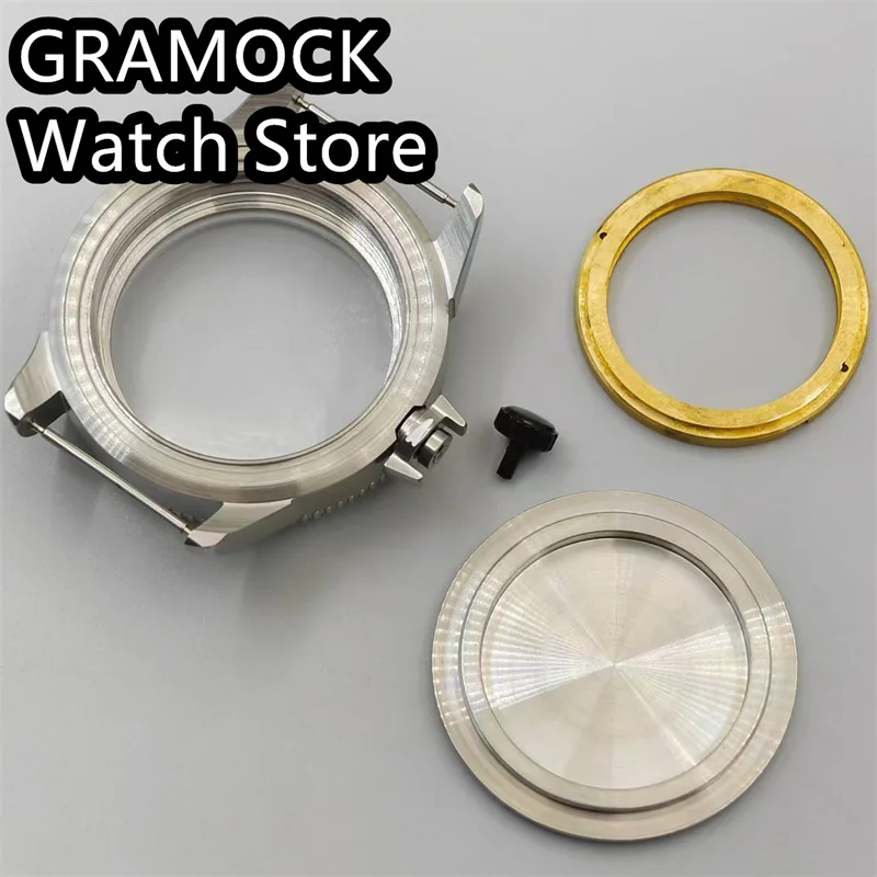 GRAMOCK 43mm Watch Case Silver Black Rose Gold Case Aluminum Bezel Fit Miyota 8205 8215 Mingzhu DG2813 3804 ETA2836 Movement