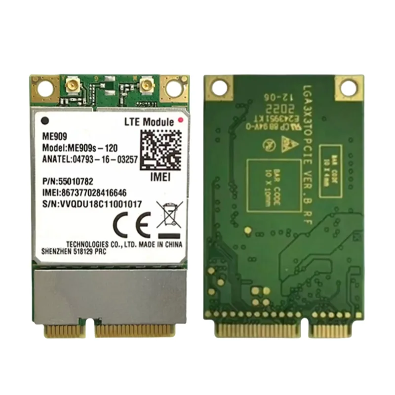【T07A】ME909S-120 4G Module+2Xantennas Mini Pcle LTE (FDD) 4G WCDMA GSM IPV4 IPV6 محول لاسلكي 4G