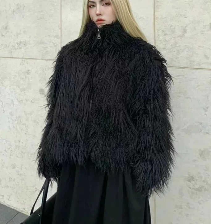 Winter New Women's Lambhair Fake Fur Jacket Loose Windproof Jacket