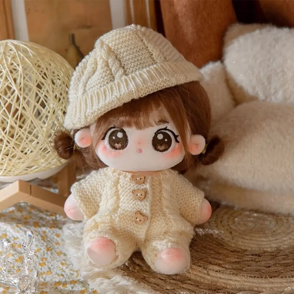 Trendy Cute Button Sweater Clothing DIY Lovely Onesie Hat Outfit High Quality 20cm Cotton Doll Clothes