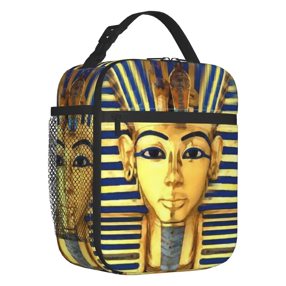 Pharaoh King Tut Gold Lapis Insulated Lunch Tote Bag for Women Egypt Egyptian Portable Cooler Thermal Bento Box School