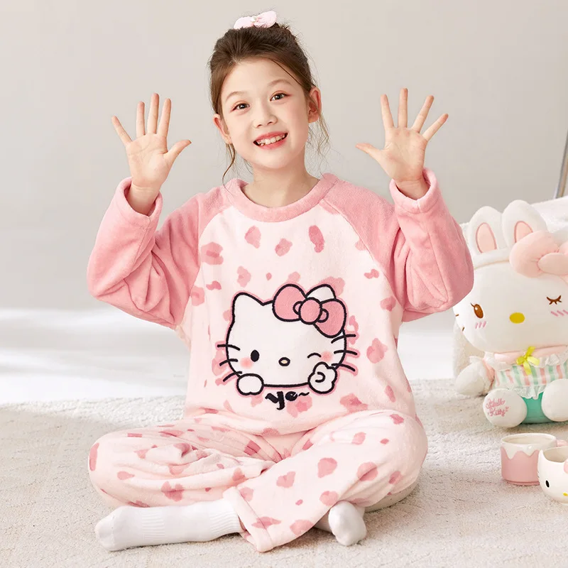 

Kawaii Hello Kitty Hangyodon Sanrio Student Cute Cartoon Comfortable Warm Pajamas Children Fluffy Pajamas Birthday Gift for Kids