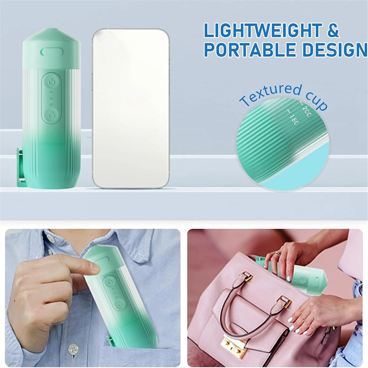 جهاز تنظيف الأسنان بالماء المحمول للسفر، جهاز تنظيف الأسنان بالماء الصغير، جهاز ري الفم الكهربائي المدمج، خيط تنظيف الأسنان باللون الأخضر