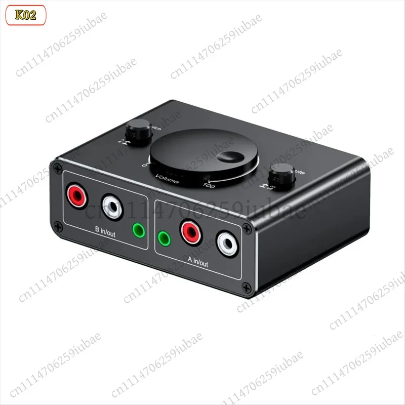 3.5mm RCA Stereo Bi-Directional Audio Switcher 1 in 2 Out 2 in 1 Out with Mute Button 3.5mm 2RCA Audio Selector