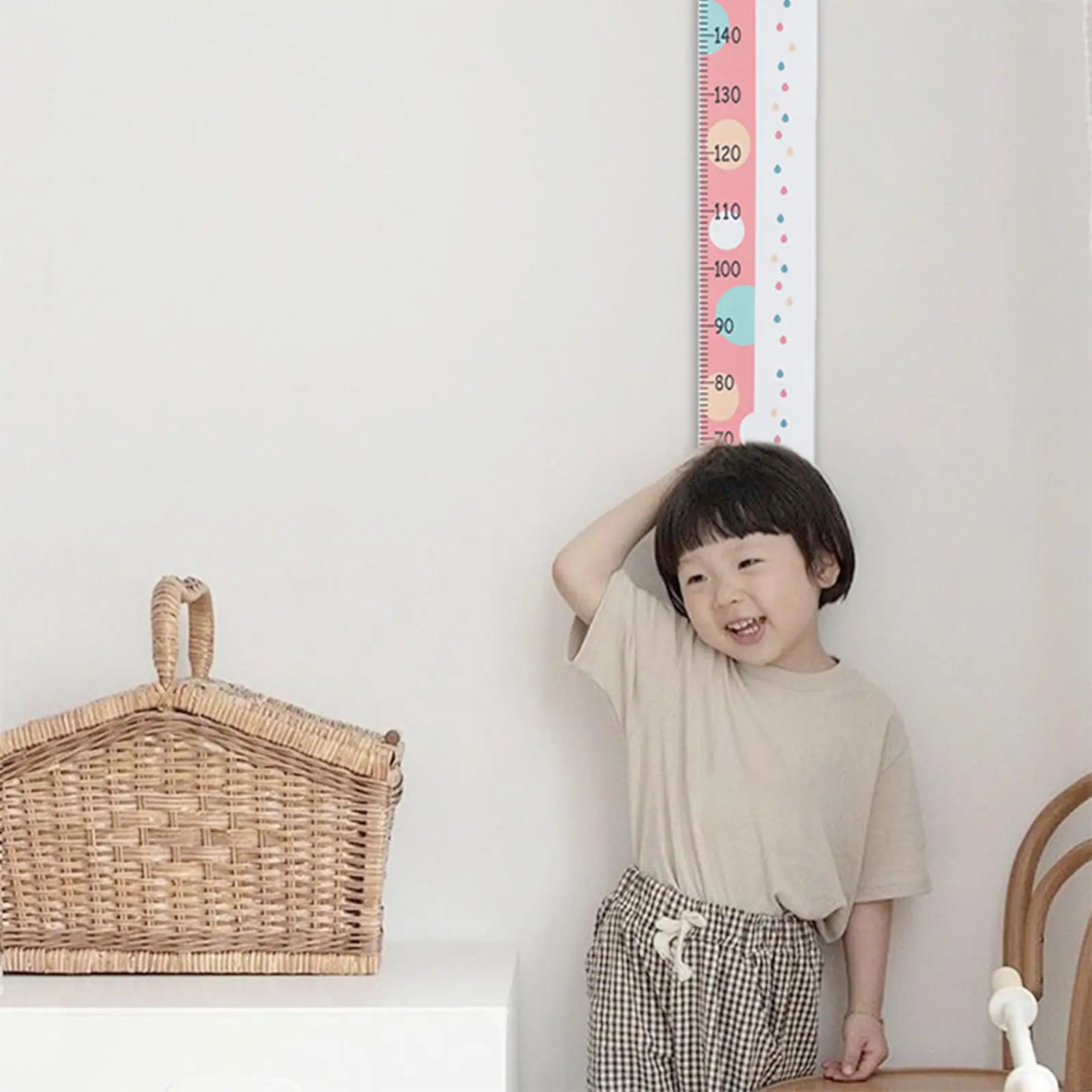 Kids Growth Chart Canvas Wall Hanging Baby Height Ruler for Boys Girls Room Decor Measuring Stick Nursery Playroom Home Art