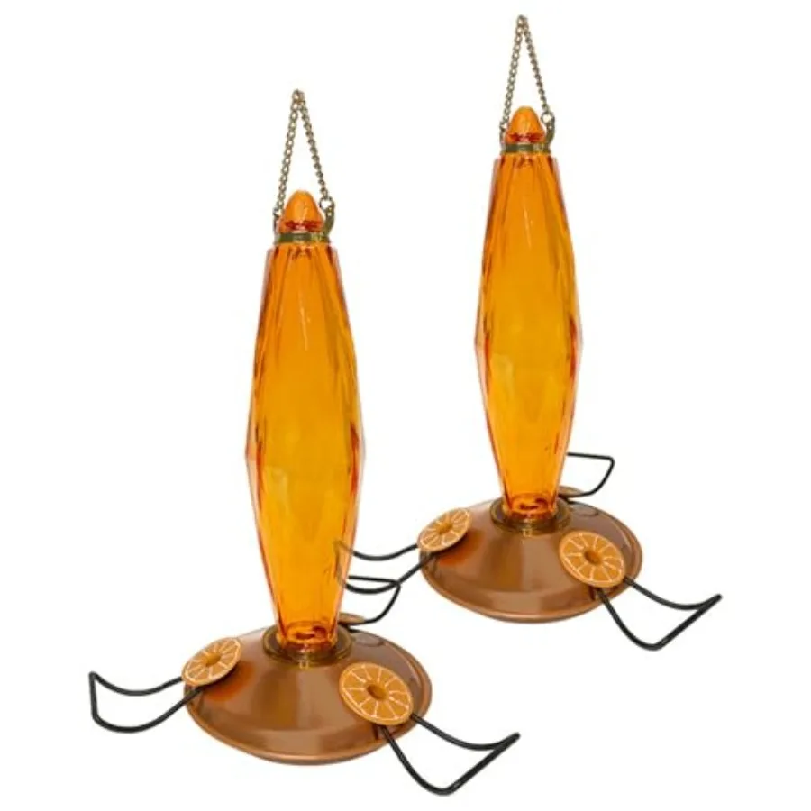 

Кормушки для птиц Audubon Cut Glass Oriole, янтарные, 10 унций. Набор из 2 штук