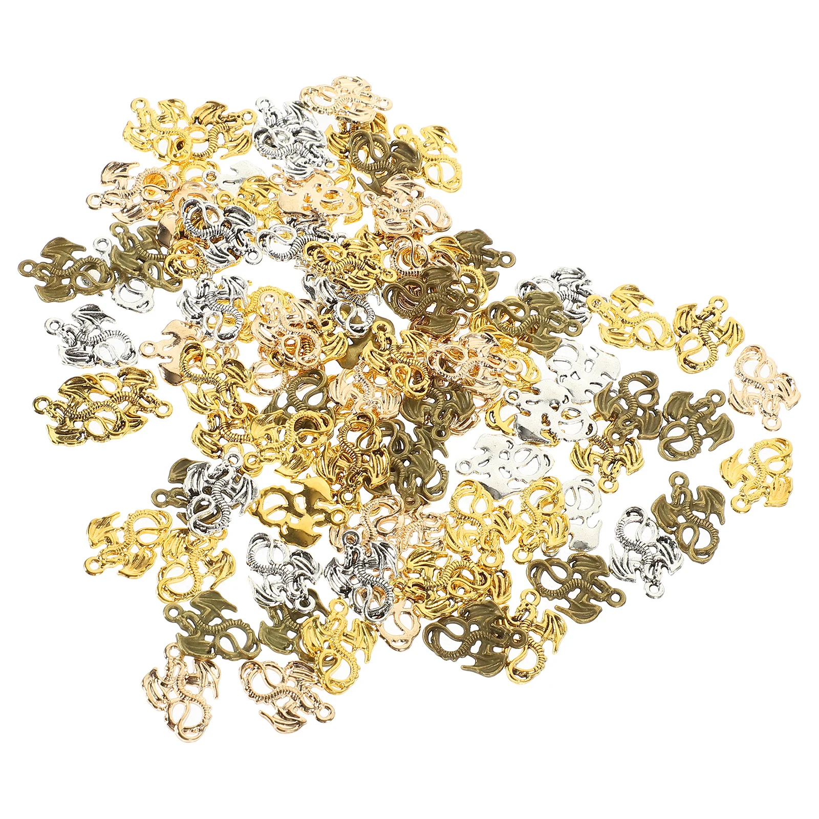 

100Pcs Alloy Dragon Pendant Charms Vintage Style for Necklace Making Bracelets DIY Jewelry Craft Hanging Charms