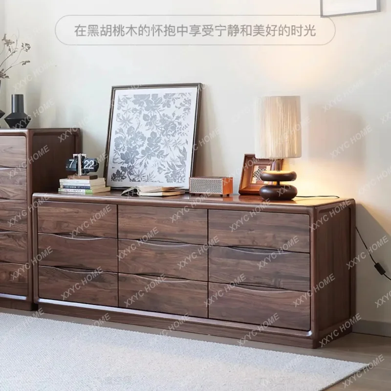 

XX black walnut retro simple nine bucket storage side cabinet