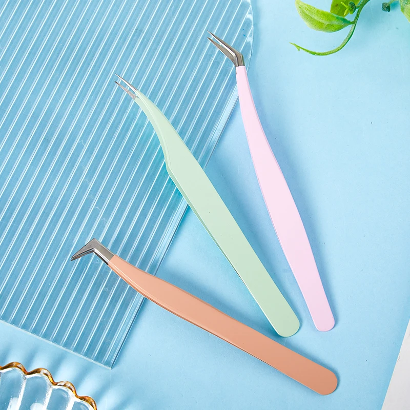 ملاقط من الفولاذ المقاوم للصدأ لتمديد رموش العين ، ملاقط عالية الدقة مضادة للساكنة ، جزء واحد