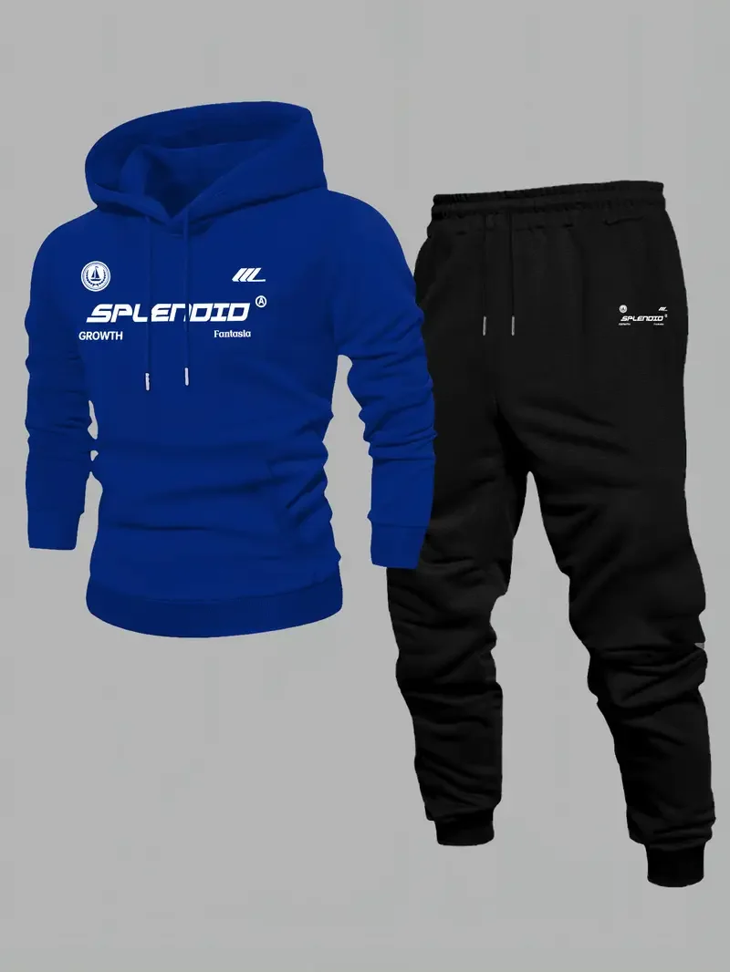 طقم رياضي مخملي سميك للرجال مطبوع عليه حروف نيويورك للربيع والخريف طقم هوديي بأكمام طويلة كاجوال مريح للجيب #2