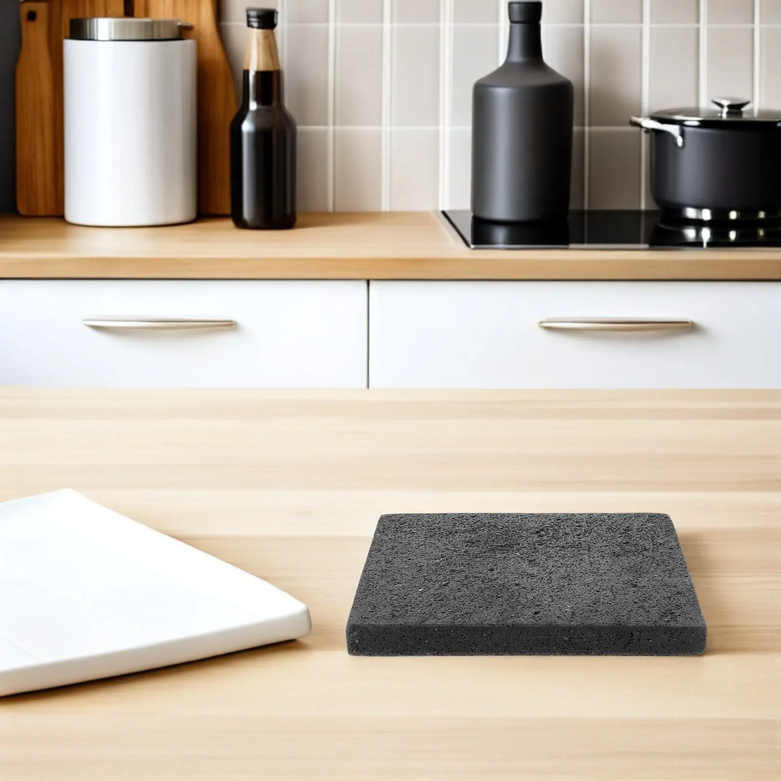 Volcanic Rock Korean Bbq Grill Pan Natural Flavor Stone Baking Sheet Heat Retaining Teppanyaki Plate for Vegetarian Outdoor