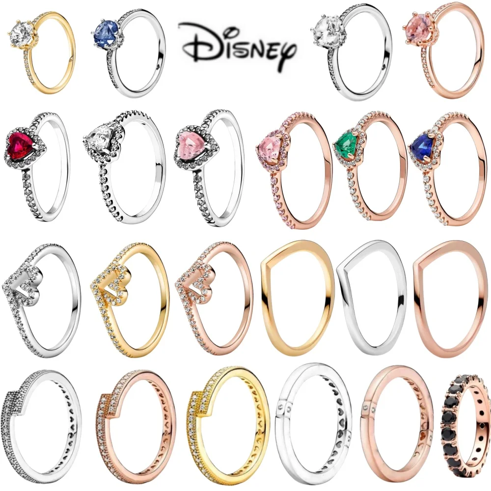 New Disney Gemstone Colorful Fashion Charm Fit Pandora Birthday Gift Valentine's Day Limited Edition Ring