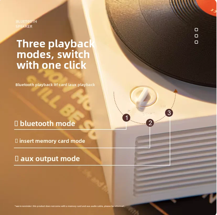 Vinyl Record Player Bluetooth Retro Desktop Wireless Small Stereo