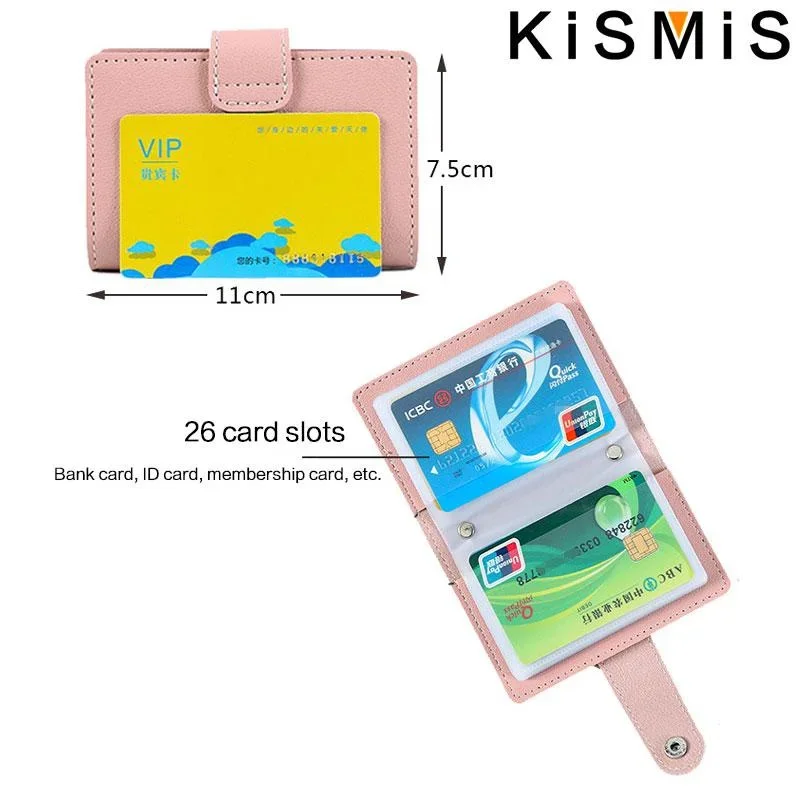 KISMIS Convenient Practical PU Leather Business Card ID Holders Bag with 12/26 Slots