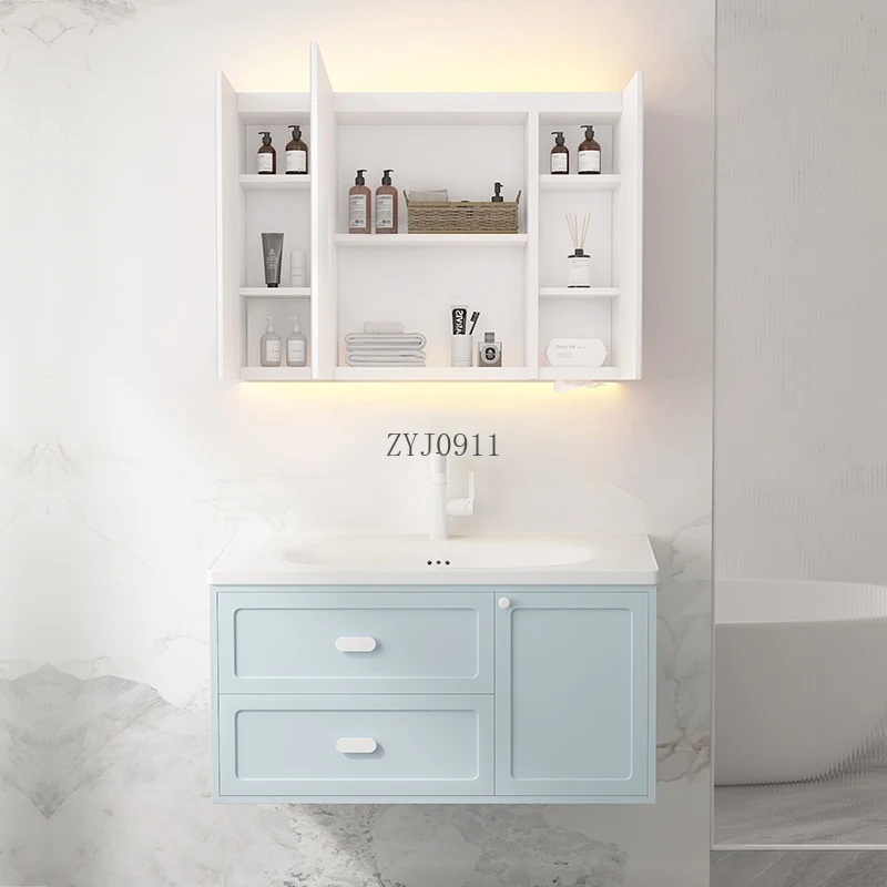 Haze blue 50cm zintegrowana umywalka ceramiczna dotykowa umywalka wisząca kombinacja szafek łazienkowych K76