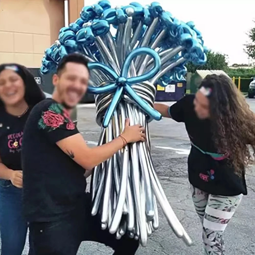 10/20/30 Stück lange Metallballons Metallic Silber Blau Lila Grün Chrom Roségold Langer Ballon für Geburtstag Babyparty Dekor – Detail 6