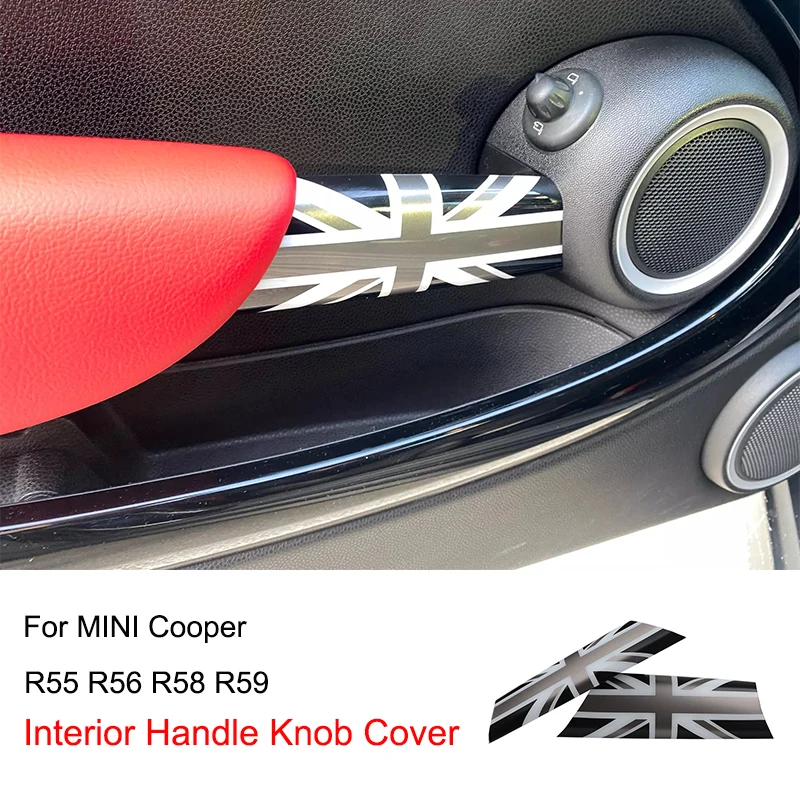 Union Jack Grey Car Interior Room Handle Knob Cover For Mini Cooper One S JCW R55 R56 Clubman Handle Protective Sticker